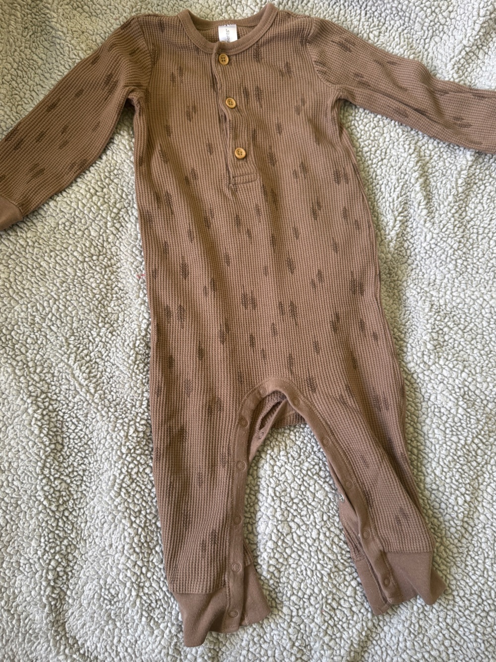 Cozy Ribbed Snap-Footie One-Piece in Brown